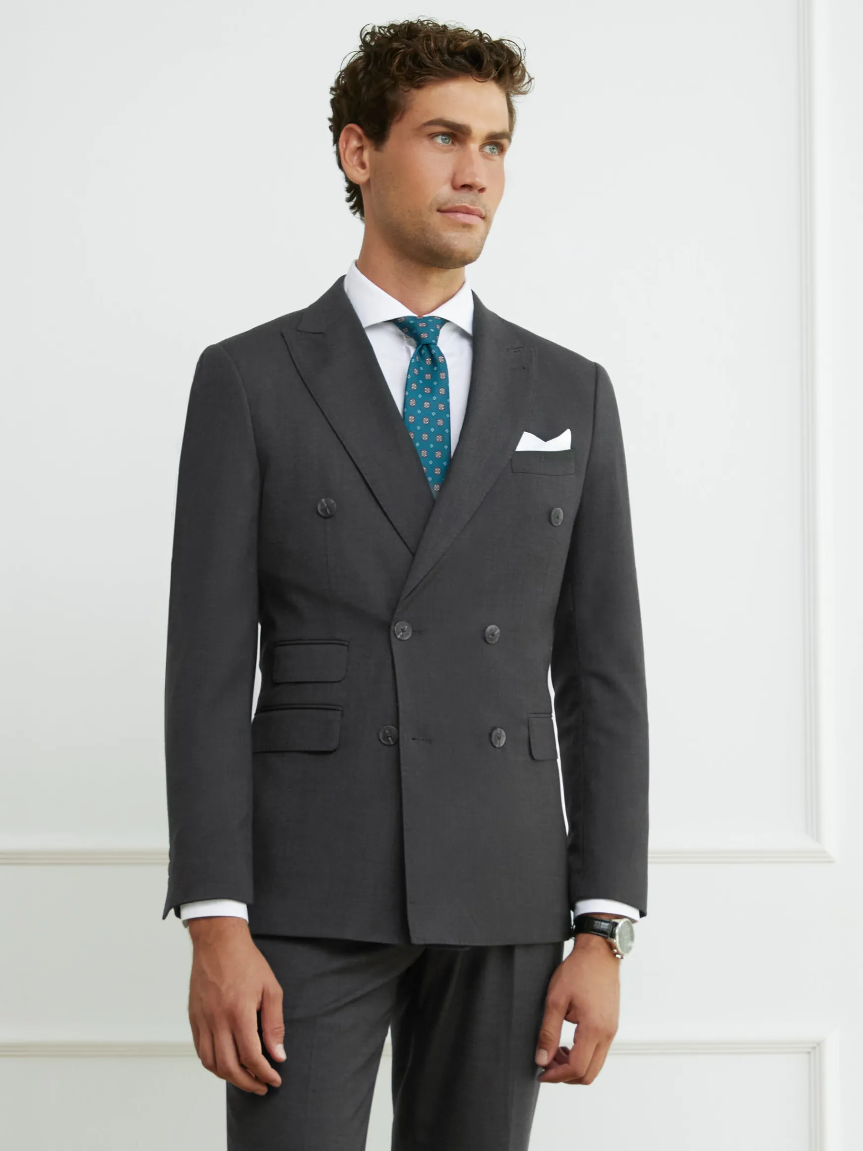 Alvaro Moreno Trajes|Trajes|AMERICANA FIL A FIL CRUZADO Gris
