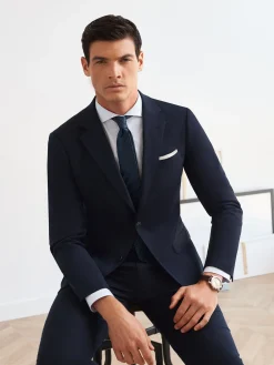 Alvaro Moreno Trajes|Trajes|AMERICANA TWILL Azul Marino
