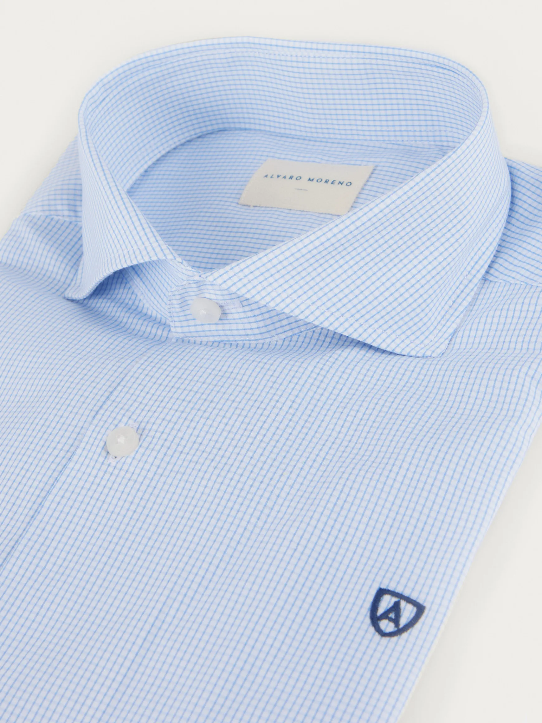 Alvaro Moreno Camisas Vestir|Camisas Vestir|CAMISA COMFORT MICROCUADRO Celeste