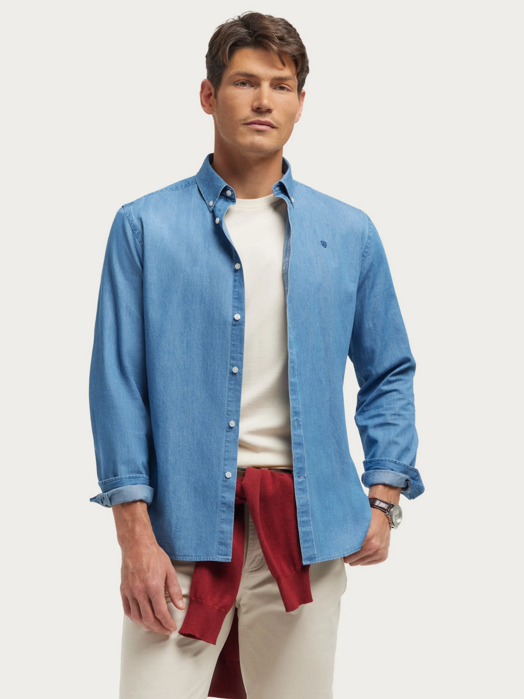 Alvaro Moreno Casual|CAMISA DENIM B.DOWN Azul