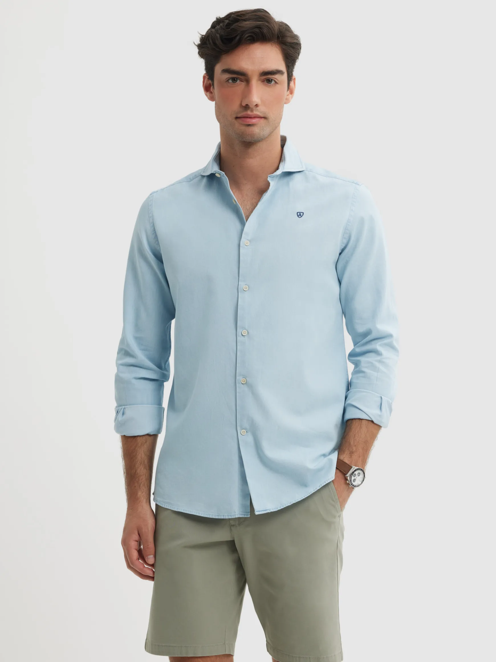 Alvaro Moreno Casual|CAMISA DENIM JACK Celeste