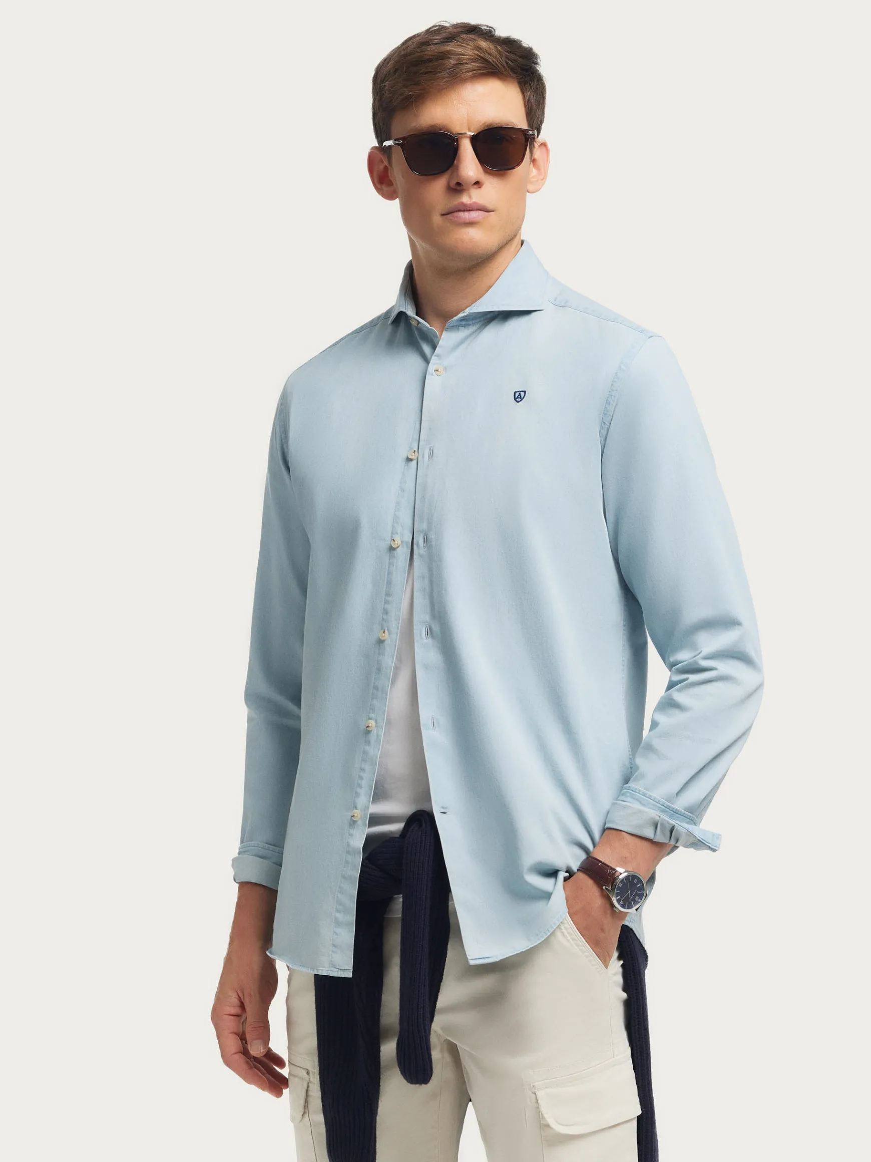Alvaro Moreno Casual|CAMISA DENIM JACK Celeste