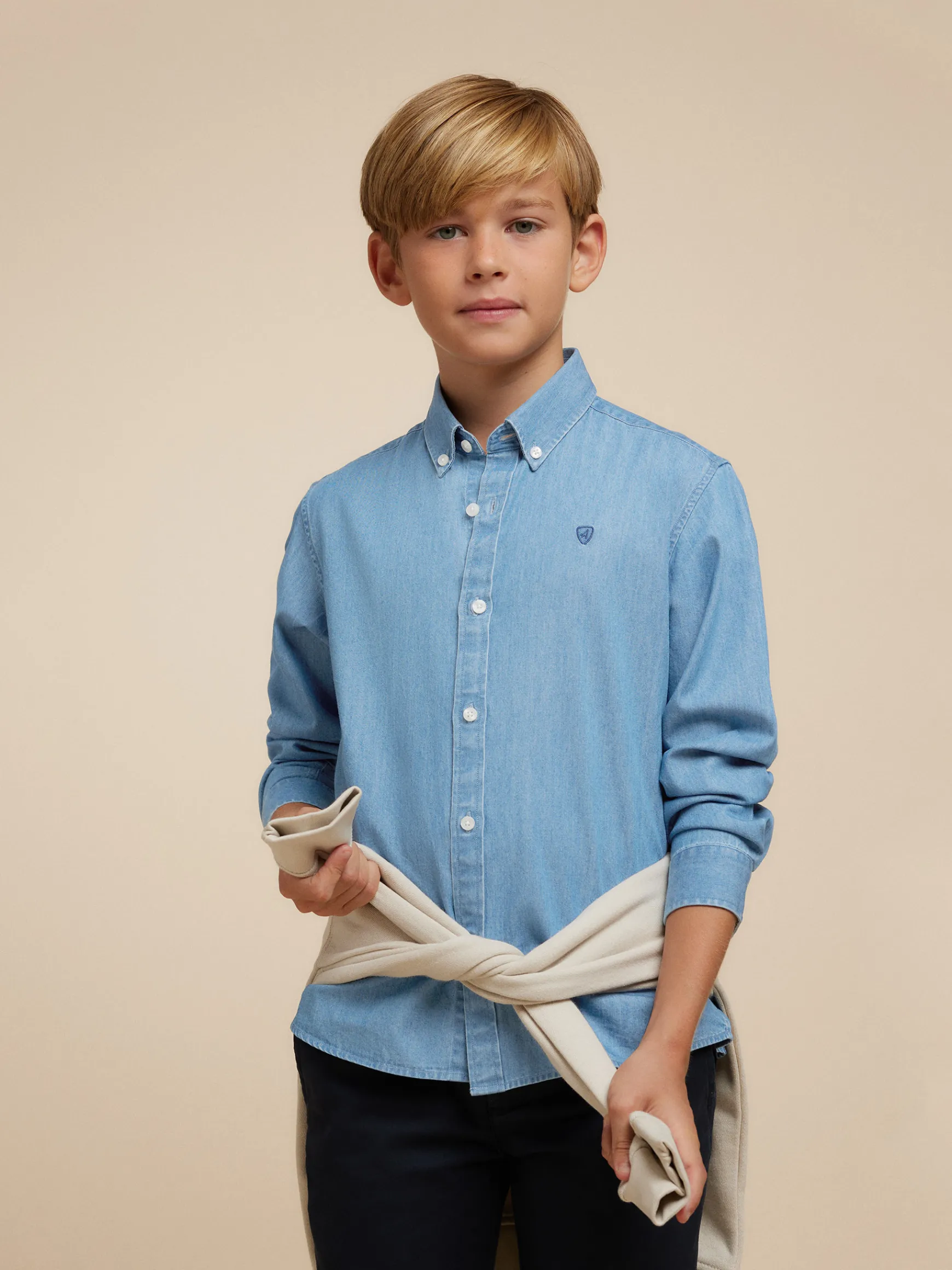 Alvaro Moreno Camisas|CAMISA DENIM KIDS Azul