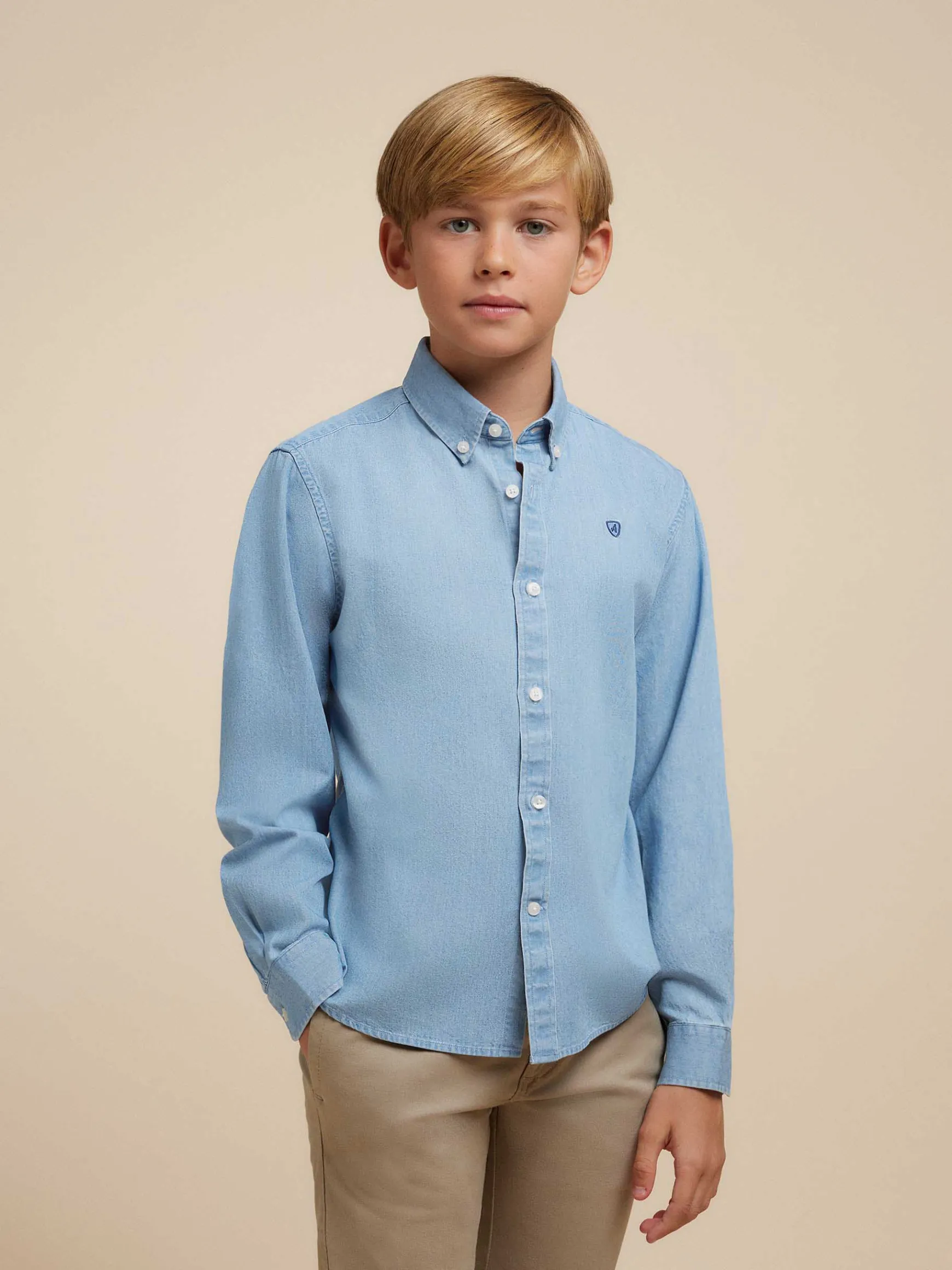 Alvaro Moreno Camisas|CAMISA DENIM KIDS Celeste