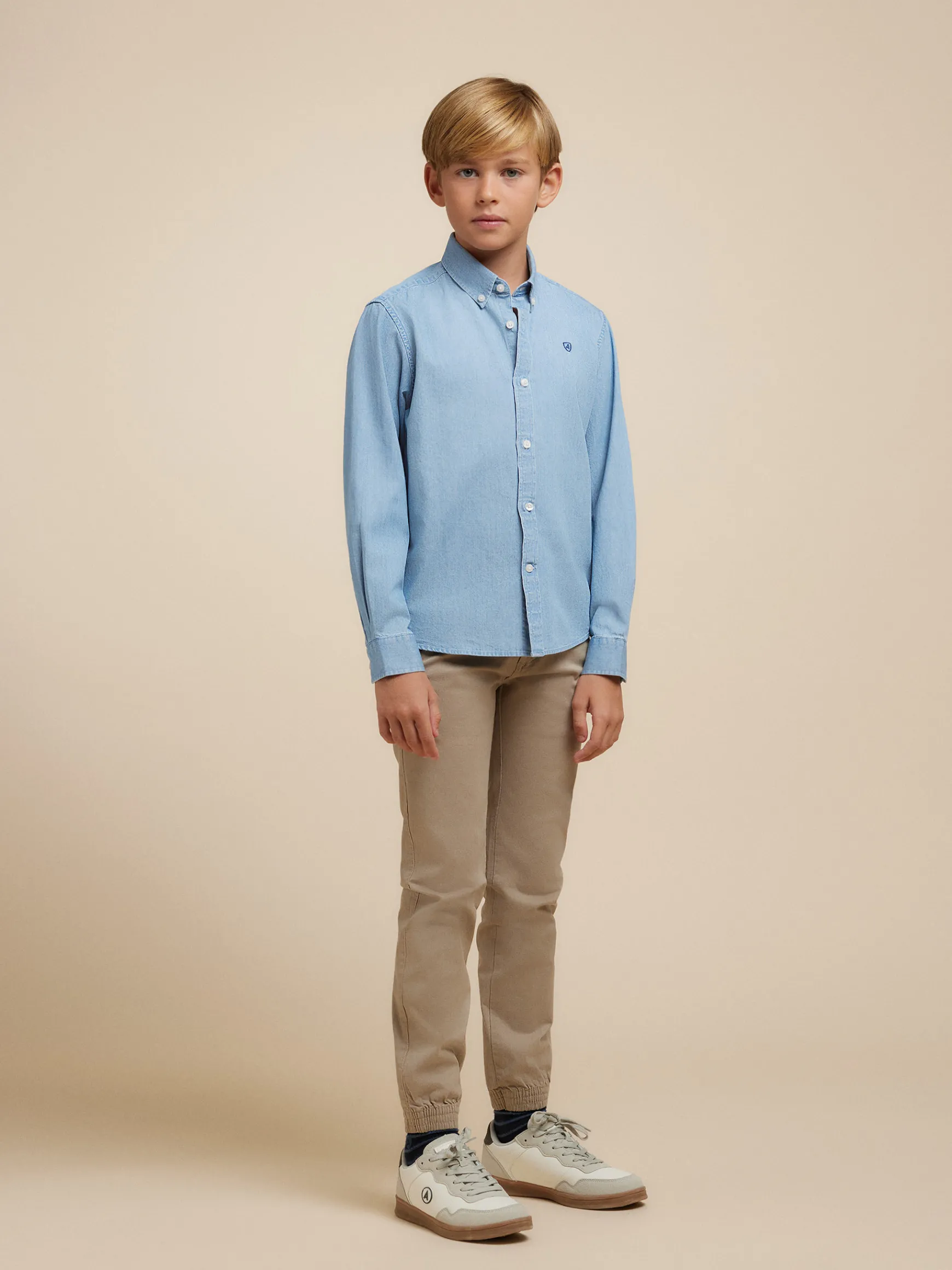 Alvaro Moreno Camisas|CAMISA DENIM KIDS Celeste
