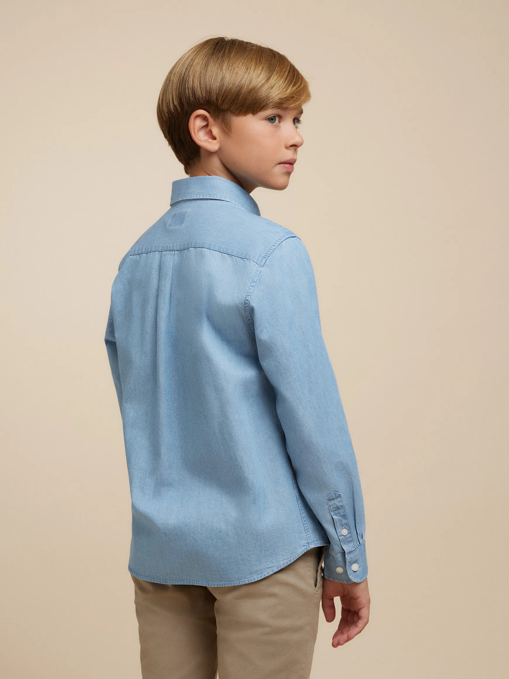 Alvaro Moreno Camisas|CAMISA DENIM KIDS Celeste