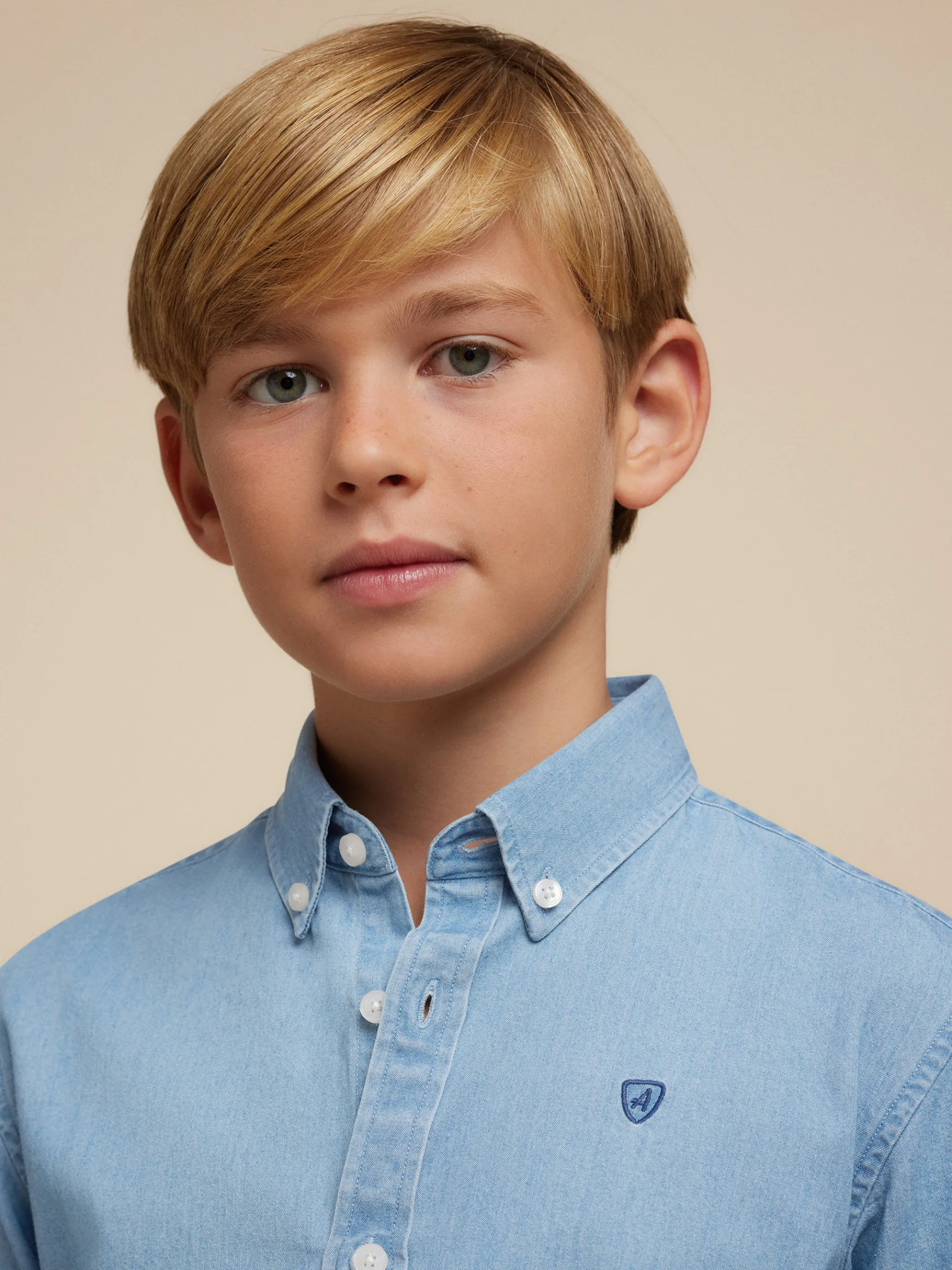 Alvaro Moreno Camisas|CAMISA DENIM KIDS Celeste