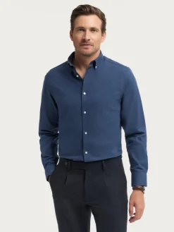 Alvaro Moreno Franela|CAMISA FLANNEL TWILL Azul Marino