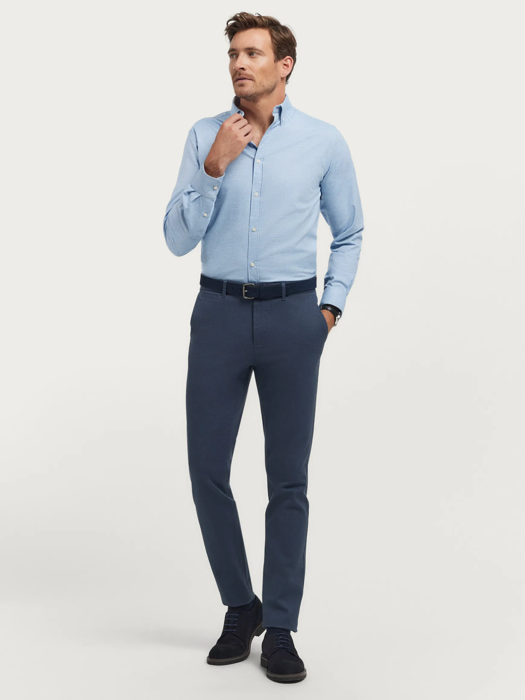 Alvaro Moreno Franela|CAMISA FLANNEL TWILL Celeste