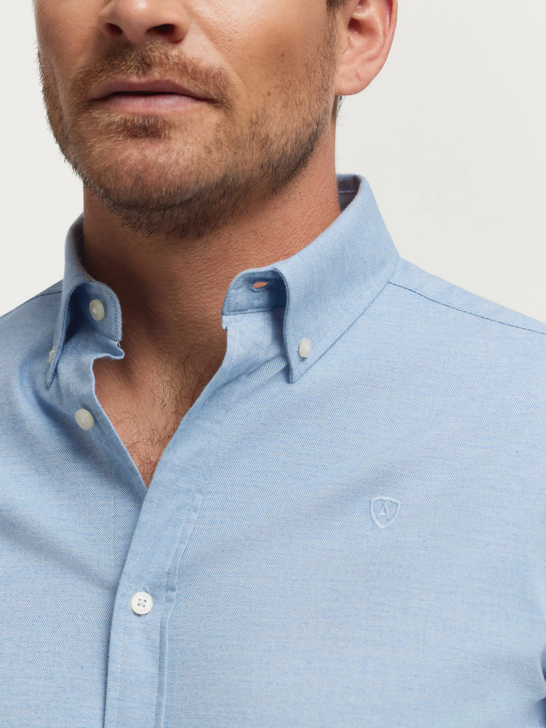 Alvaro Moreno Franela|CAMISA FLANNEL TWILL Celeste