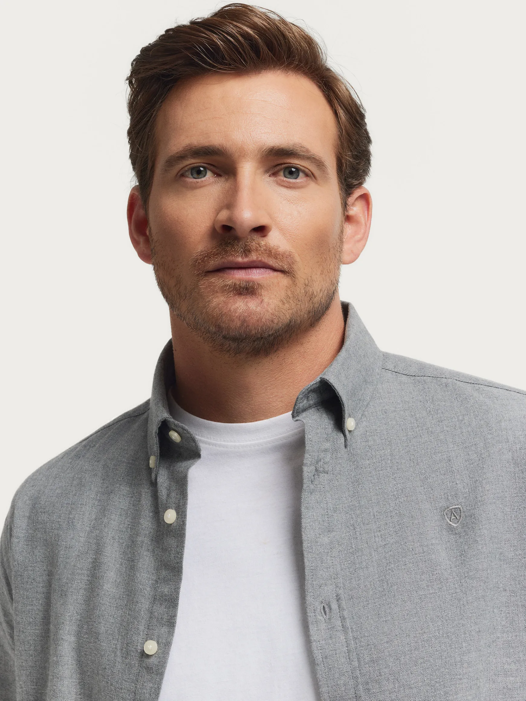 Alvaro Moreno Franela|CAMISA FLANNEL TWILL Gris