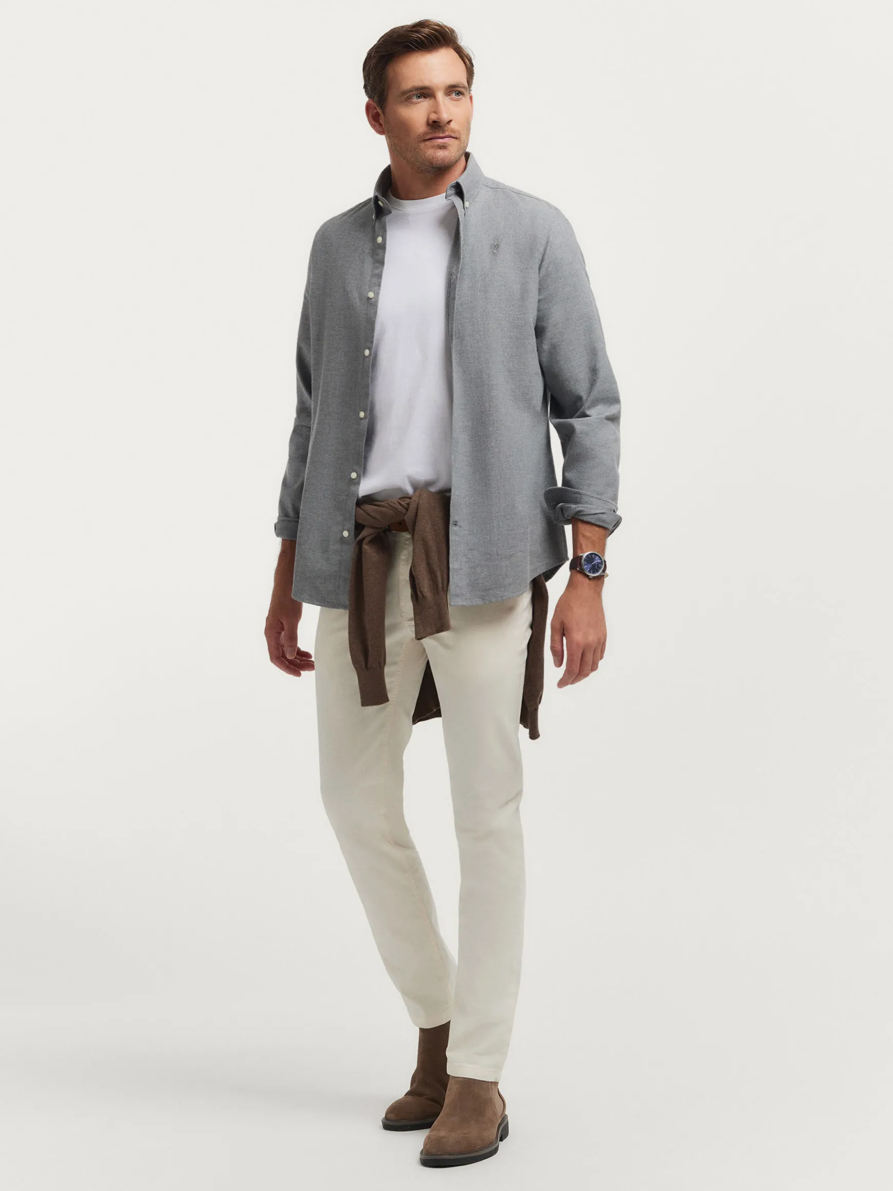 Alvaro Moreno Franela|CAMISA FLANNEL TWILL Gris