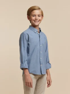 Alvaro Moreno Camisas|CAMISA FLANNEL TWILL KIDS Azul