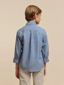 Alvaro Moreno Camisas|CAMISA FLANNEL TWILL KIDS Azul