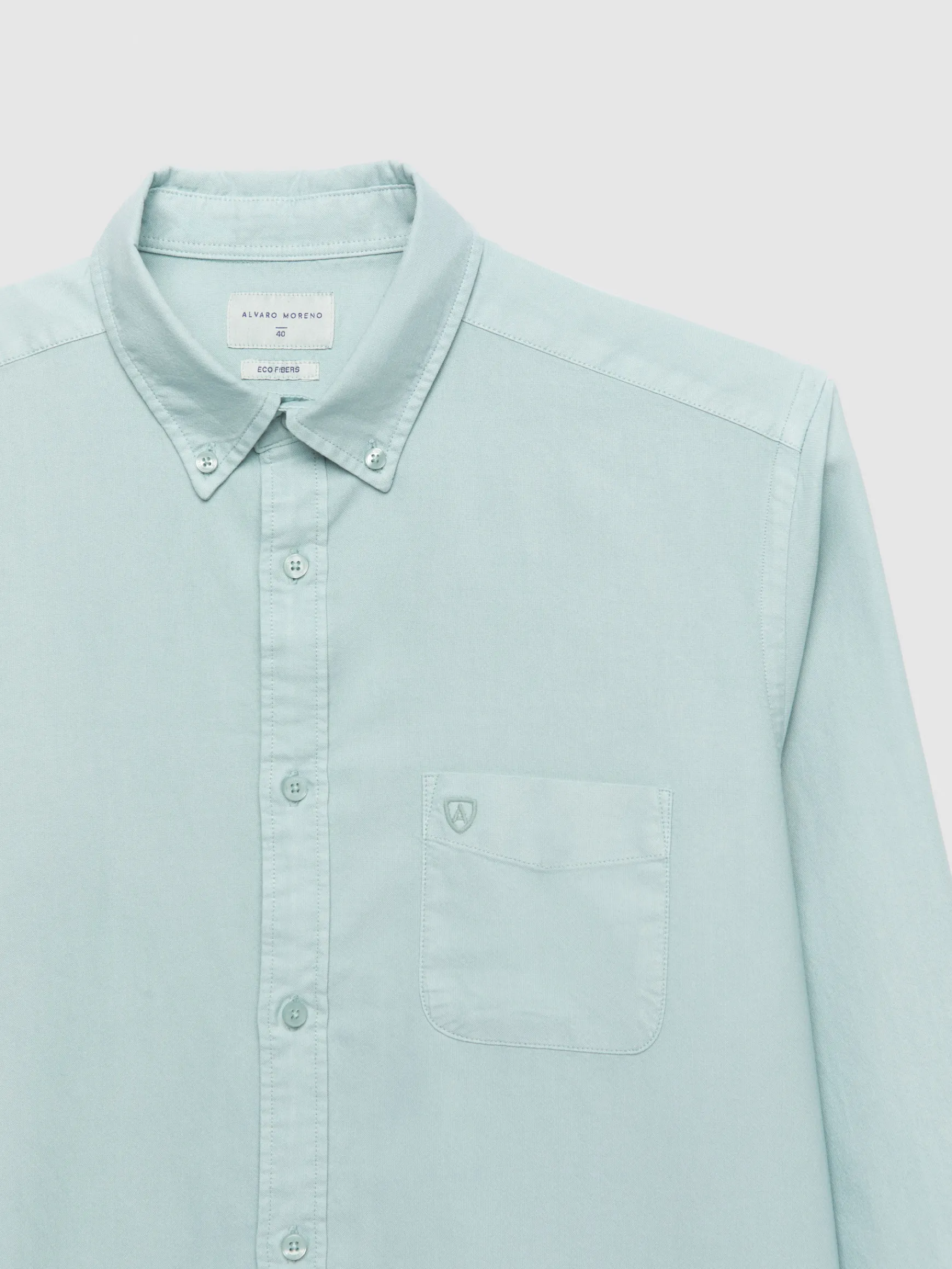 Alvaro Moreno Oxford|CAMISA OXFORD POCKET DYE Verde Agua