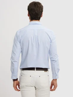 Alvaro Moreno Oxford|CAMISA OXFORD RAYAS BASIC Celeste