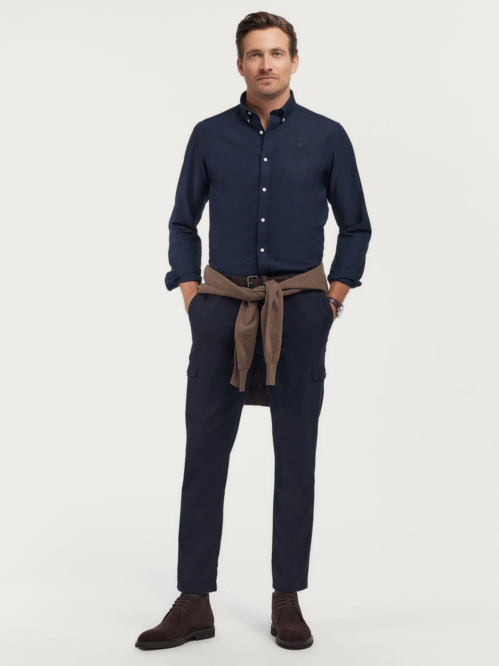 Alvaro Moreno Oxford|CAMISA OXFORD SOLID Azul Marino