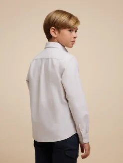 Alvaro Moreno Camisas|CAMISA OXFORD SOLID KIDS Beige