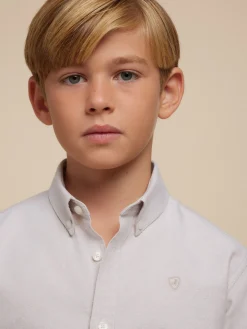Alvaro Moreno Camisas|CAMISA OXFORD SOLID KIDS Beige