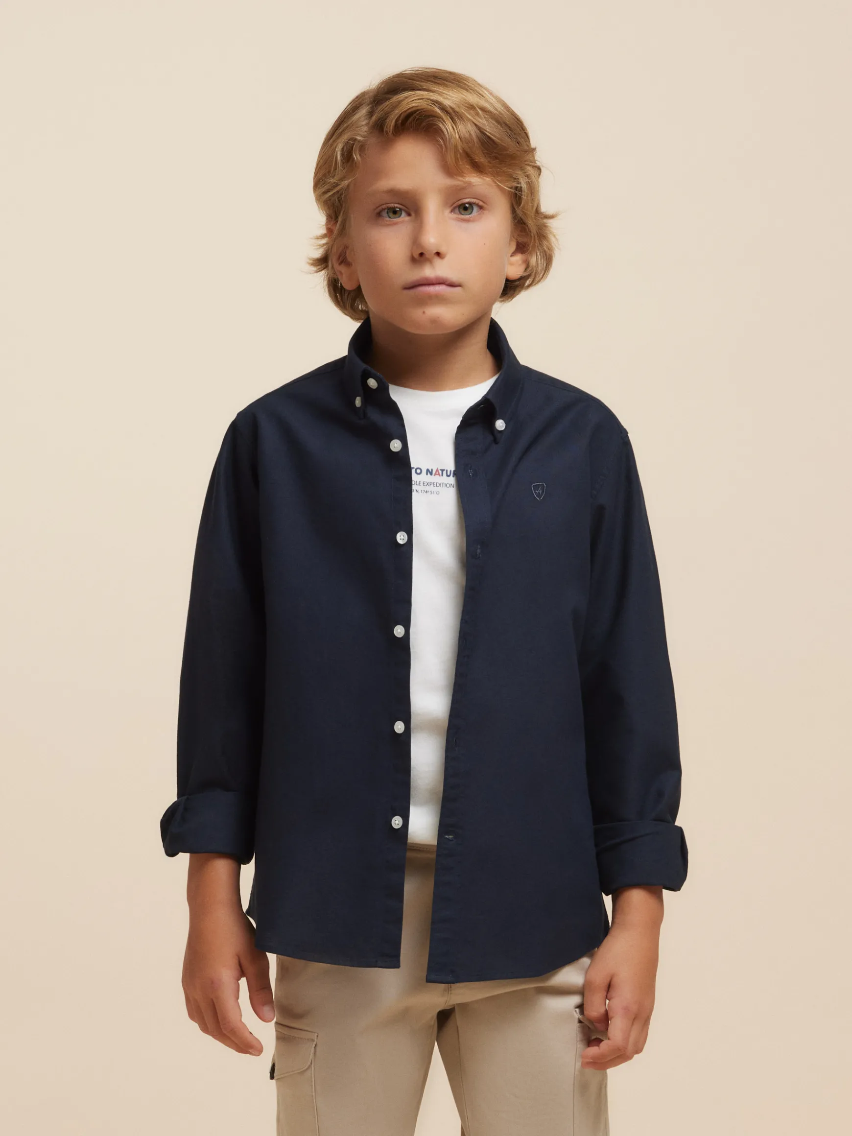 Alvaro Moreno Camisas|CAMISA OXFORD SOLID KIDS Azul Marino