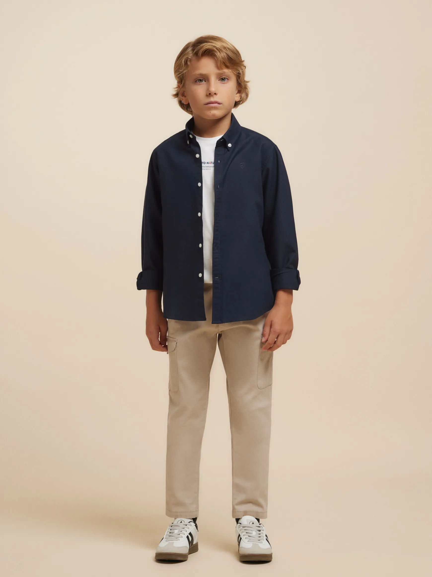 Alvaro Moreno Camisas|CAMISA OXFORD SOLID KIDS Azul Marino
