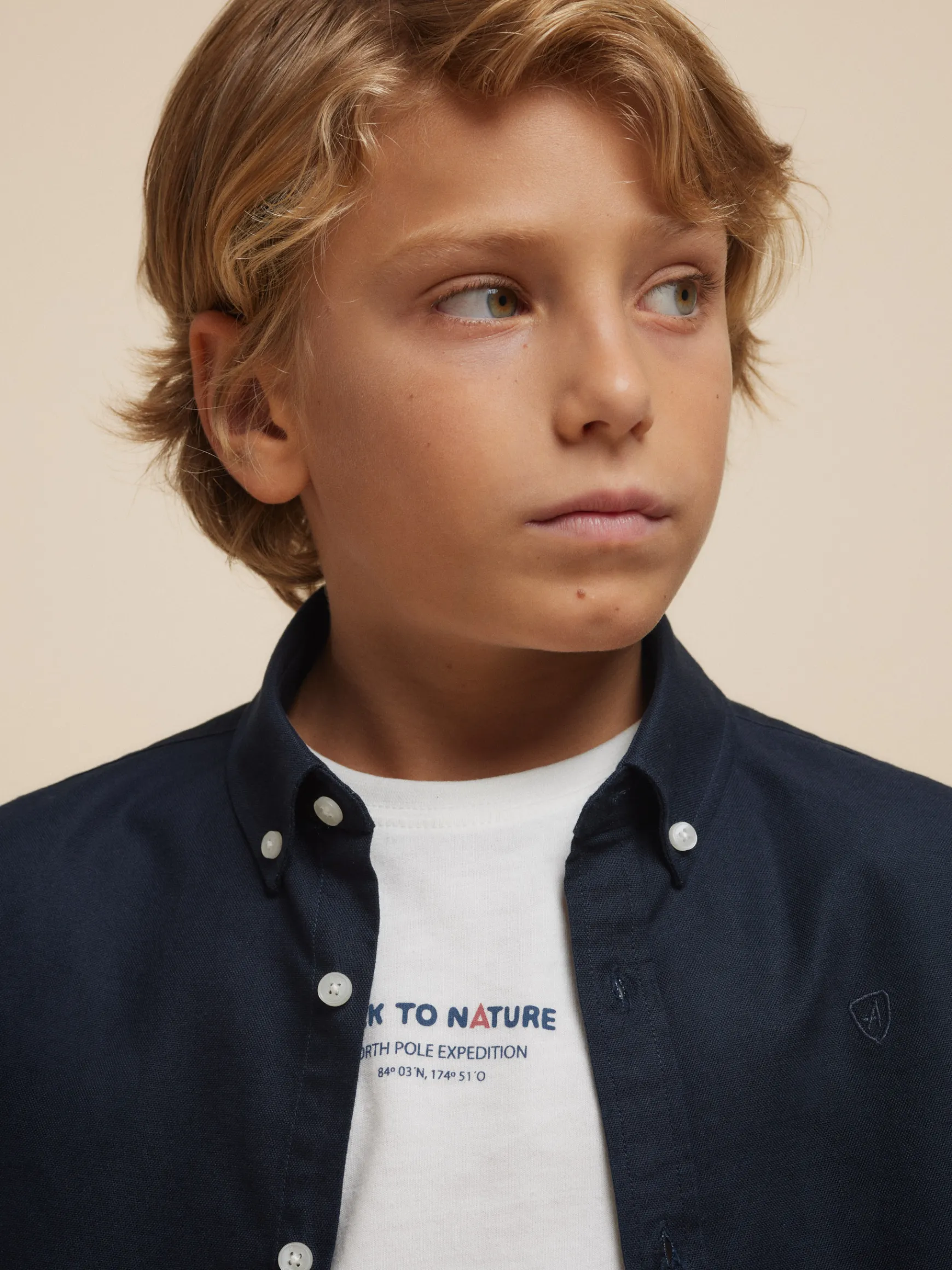 Alvaro Moreno Camisas|CAMISA OXFORD SOLID KIDS Azul Marino