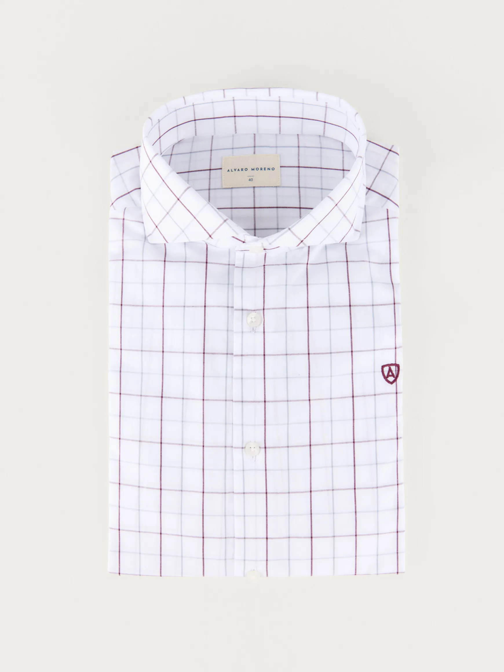 Alvaro Moreno Casual|CAMISA POPELIN CUADROS Burdeos