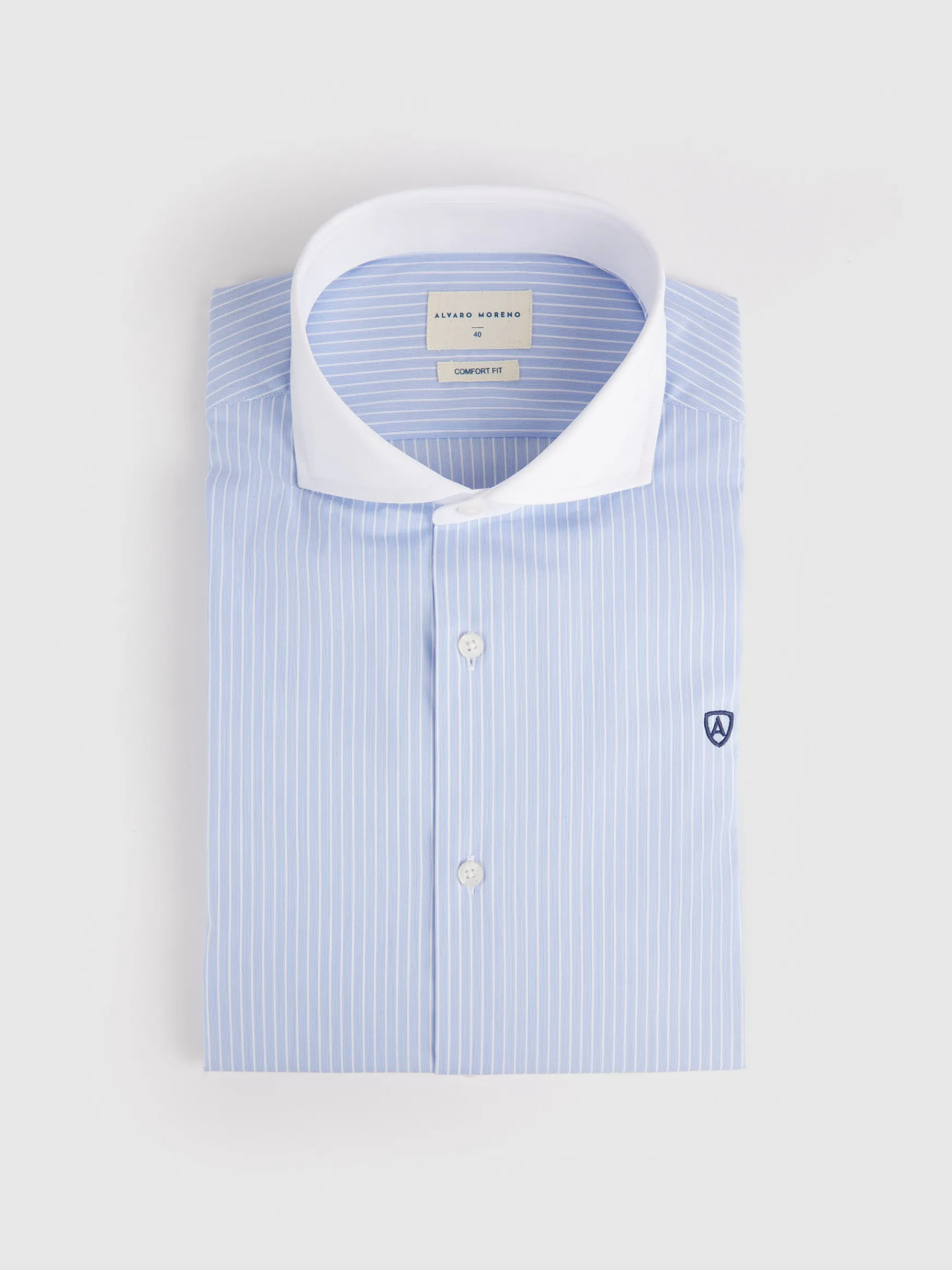 Alvaro Moreno Camisas Vestir|Camisas Vestir|CAMISA RAYAS C. BLANCO Celeste