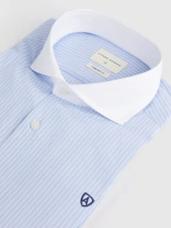 Alvaro Moreno Camisas Vestir|Camisas Vestir|CAMISA RAYAS C. BLANCO Celeste