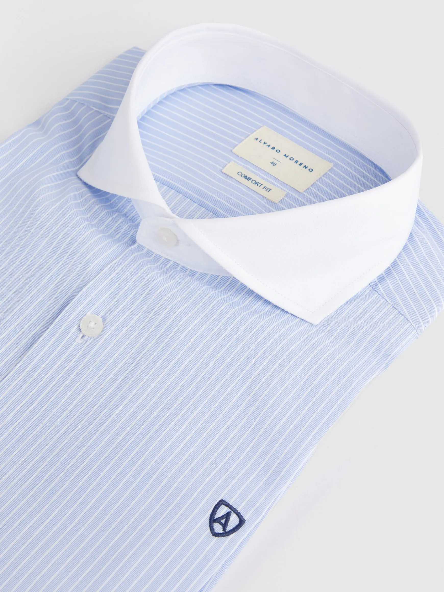 Alvaro Moreno Camisas Vestir|Camisas Vestir|CAMISA RAYAS C. BLANCO Celeste