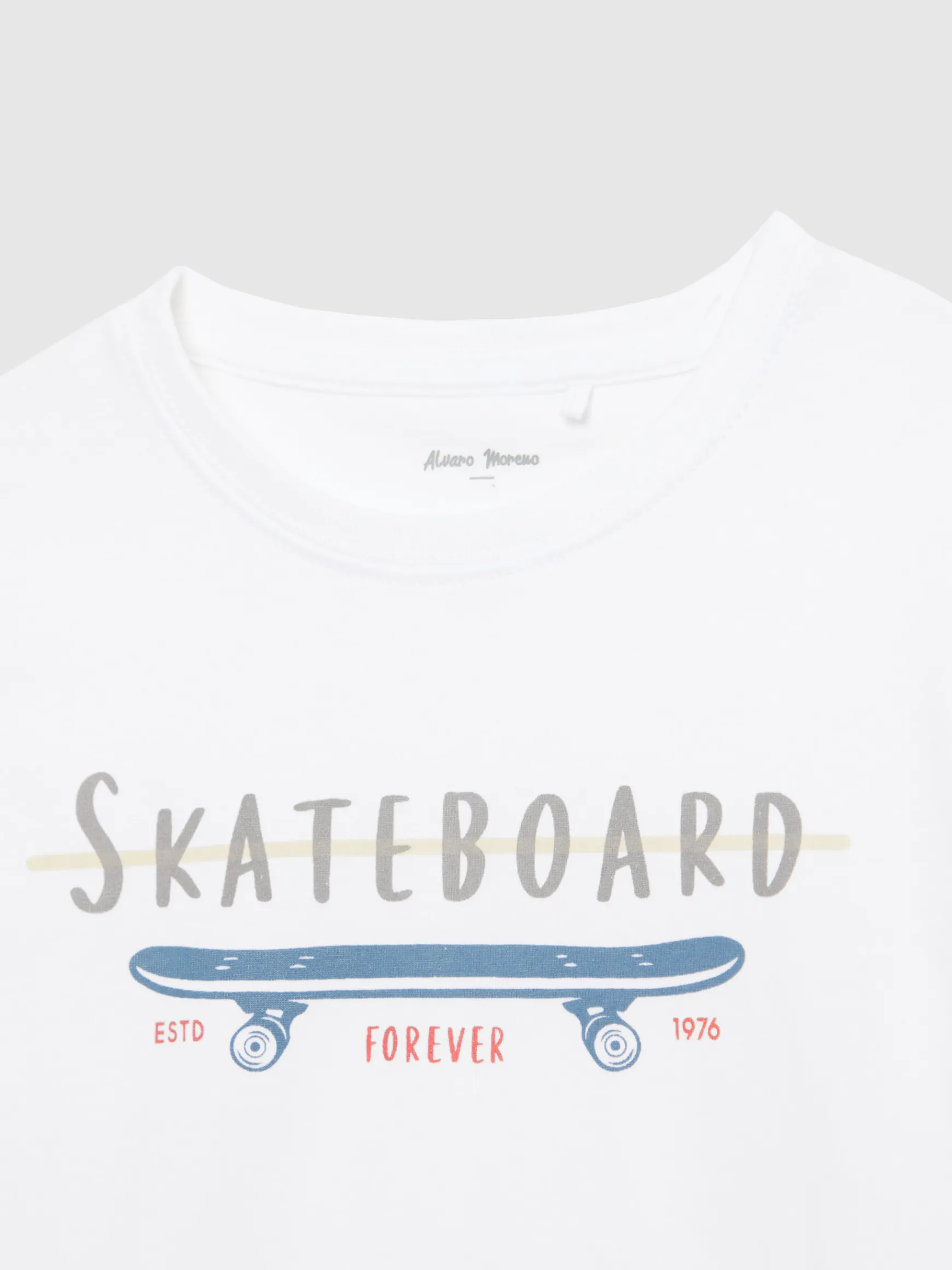 Alvaro Moreno Camisetas|CAMISETA SKATEBOARD KIDS Blanco