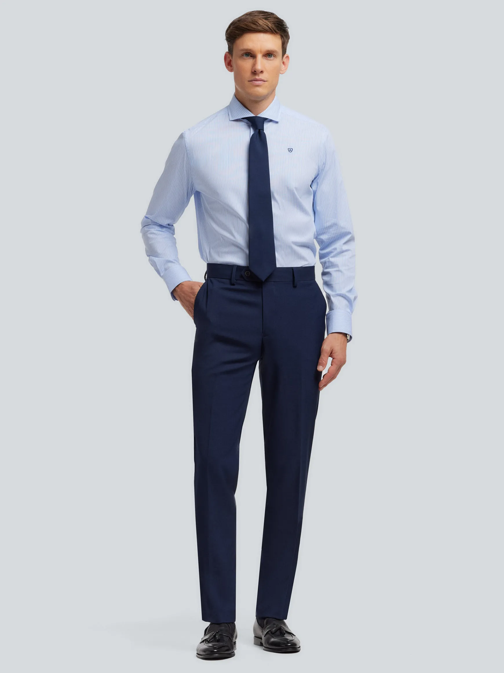 Alvaro Moreno Trajes|Trajes|PANTALON MICRO BIRD Azul Marino