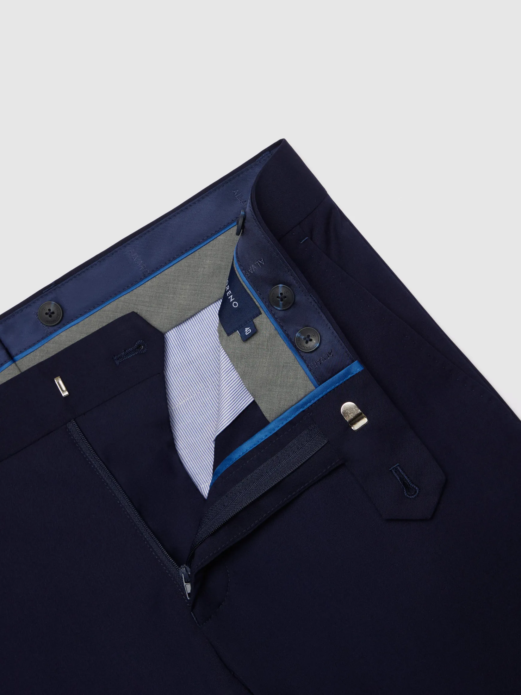 Alvaro Moreno Trajes|Trajes|PANTALON PLAIN SLIM Azul Marino