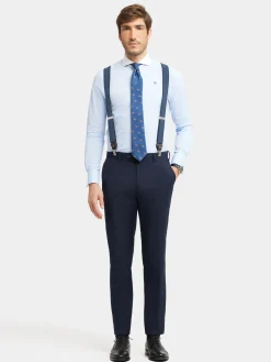 Alvaro Moreno Trajes|Trajes|PANTALON TWILL CRUZADO Azul Marino