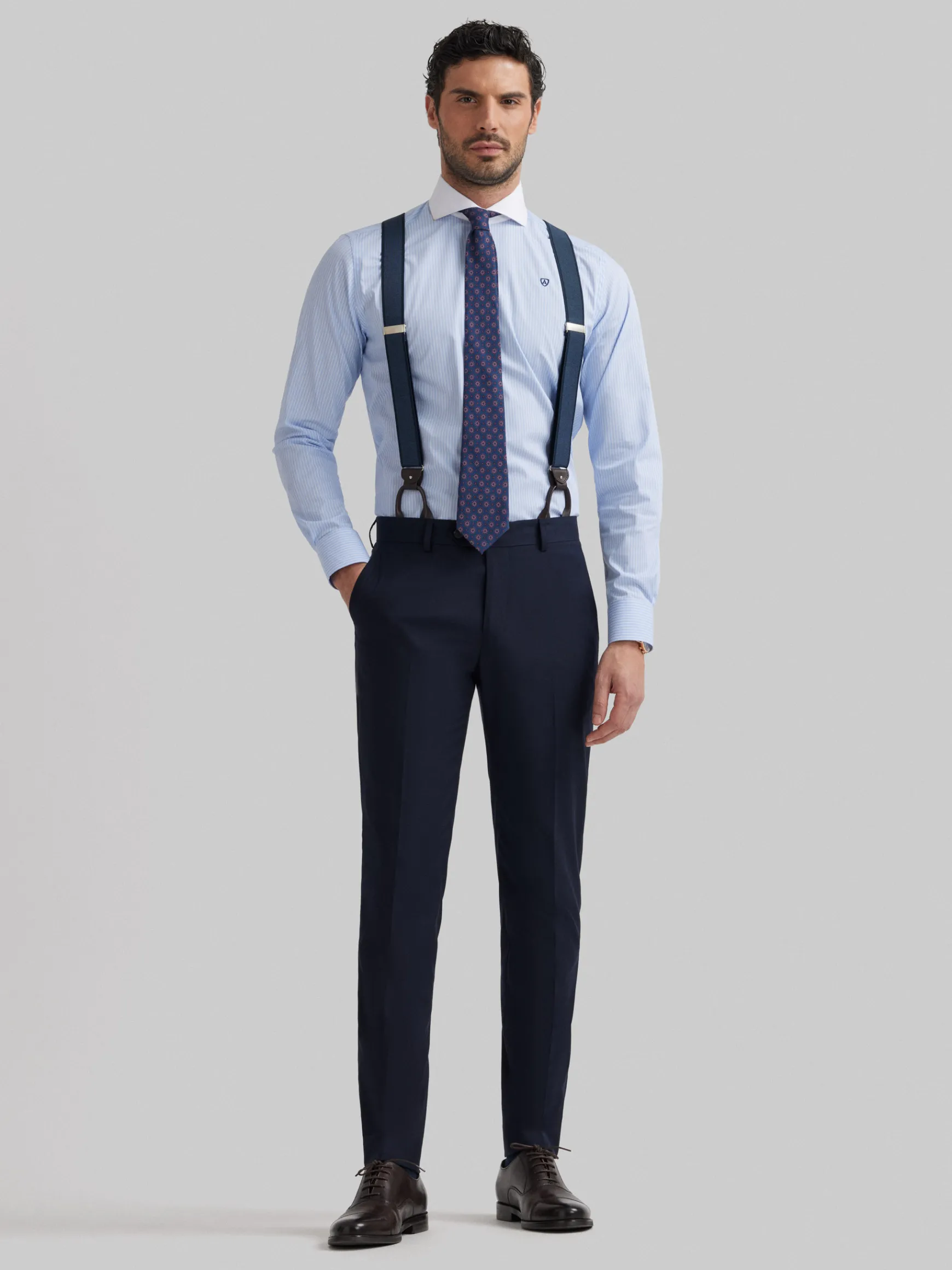 Alvaro Moreno Trajes|Trajes|PANTALON TWILL CRUZADO Azul Marino
