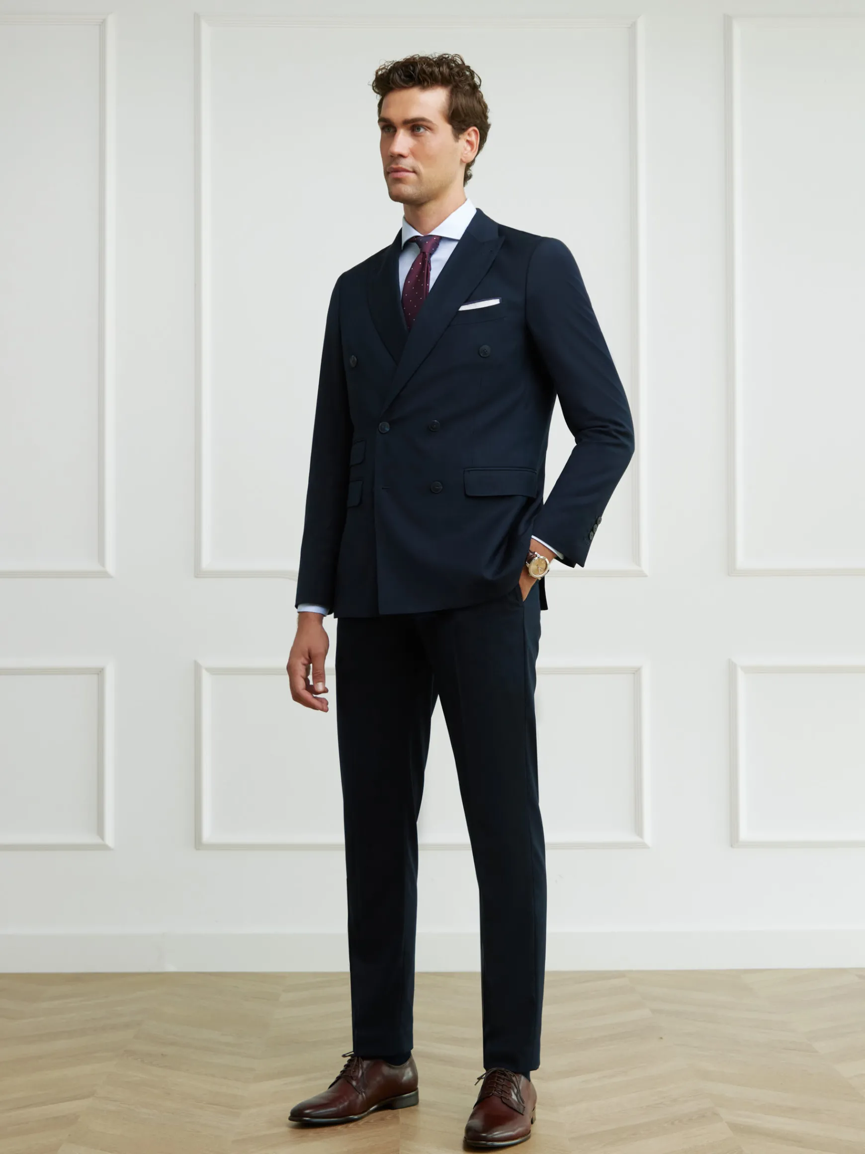 Alvaro Moreno Trajes|Trajes|PANTALON TWILL CRUZADO Azul Marino