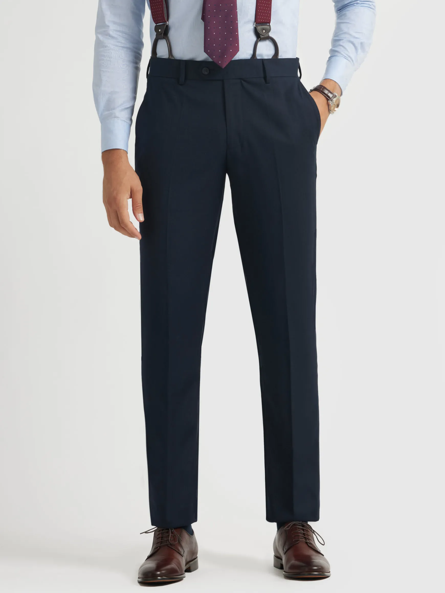 Alvaro Moreno Trajes|Trajes|PANTALON TWILL CRUZADO Azul Marino